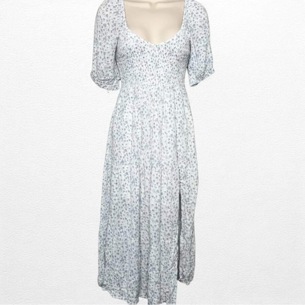 Abercrombie Light Blue Floral Midi Dress - Size Large